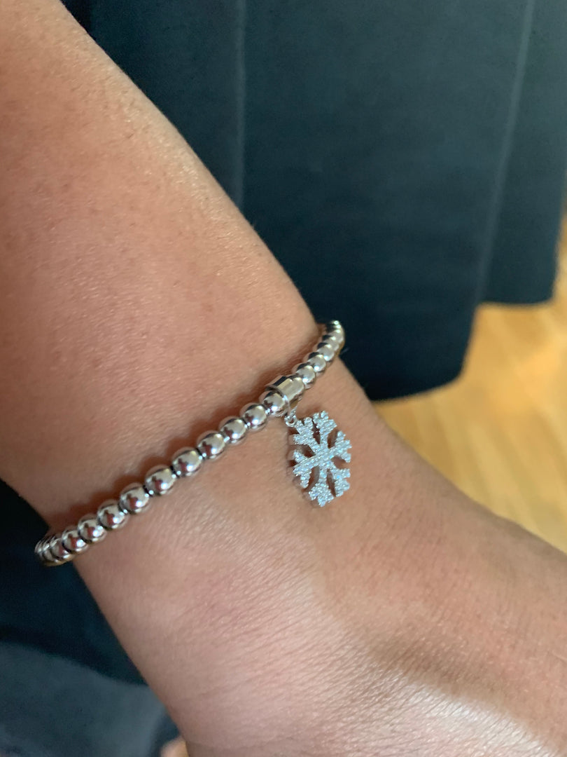 Beaded Bracelet with Snowflake Charm