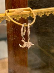Moon and Star Huggie Earrings