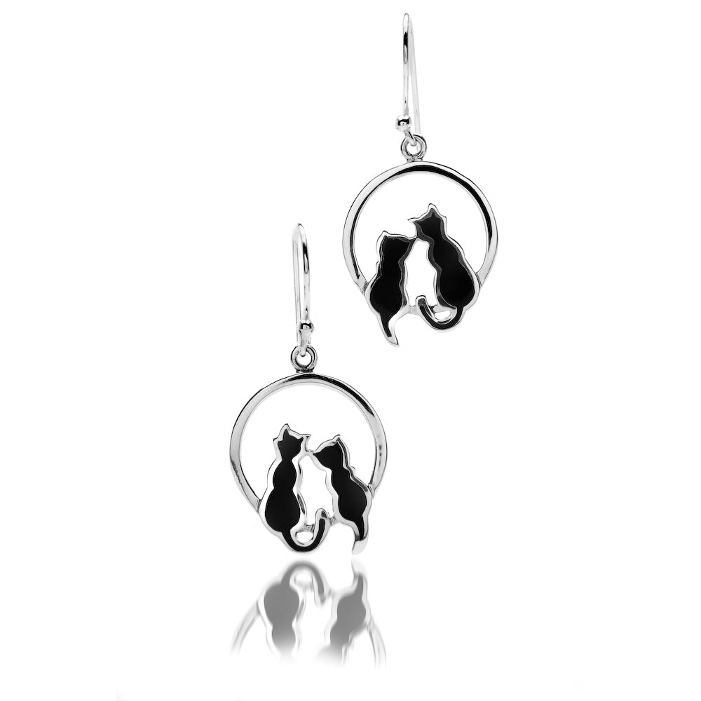 Cats and Moon Drop Earrings
