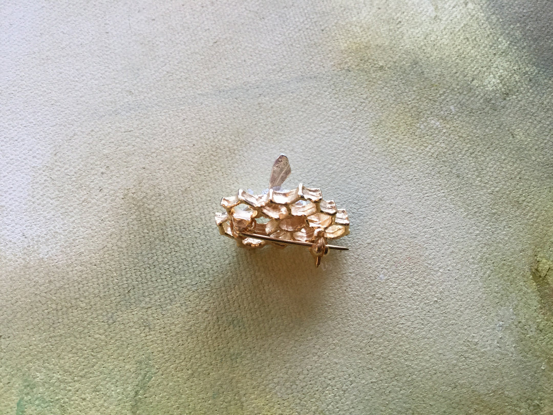 Bee and Honeycomb Brooch