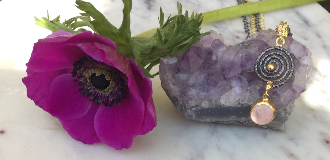 Rose Quartz Spiral Pendant