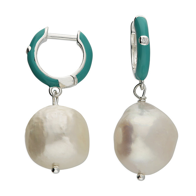 Turquoise pearl earrings