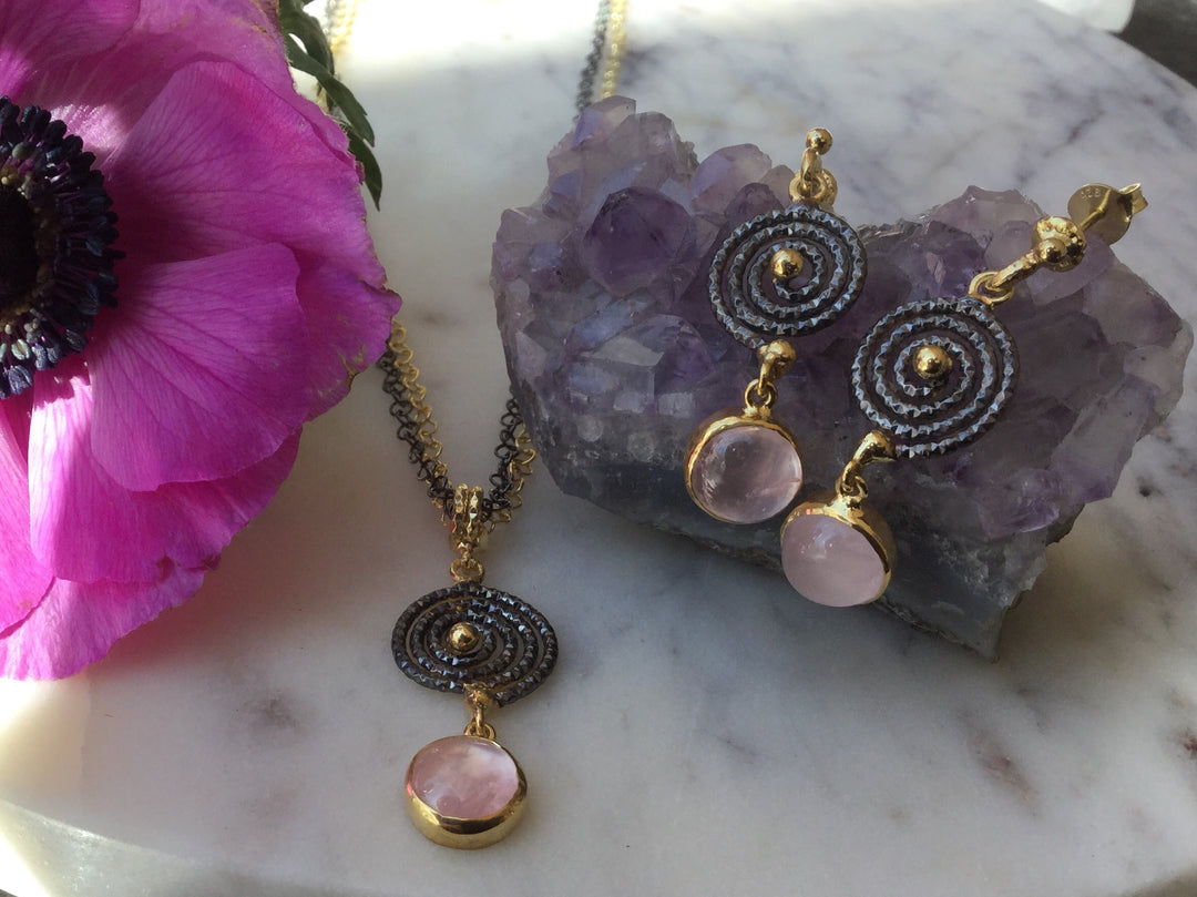 Rose Quartz Spiral Pendant