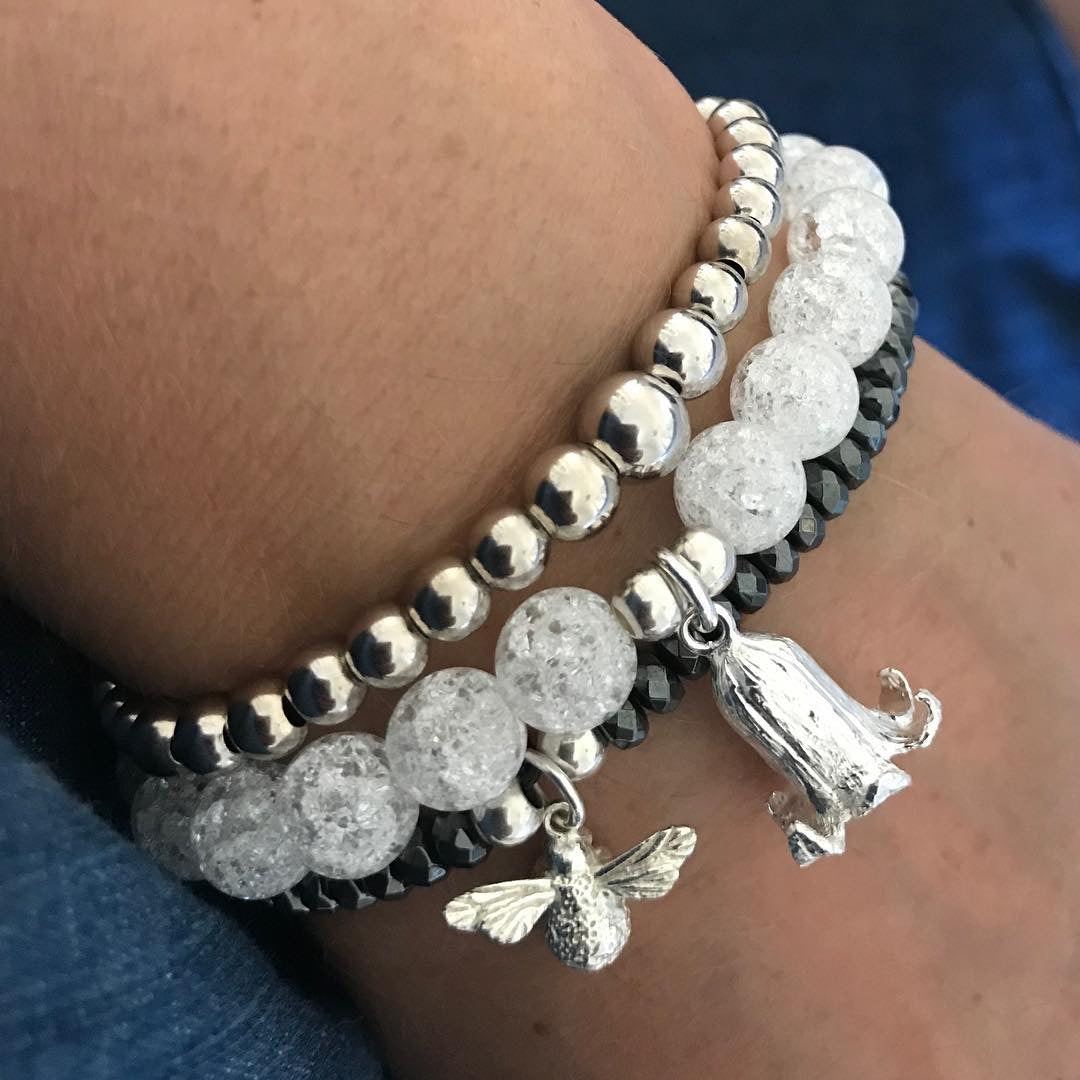 Hematite Bracelet With Bee Charm