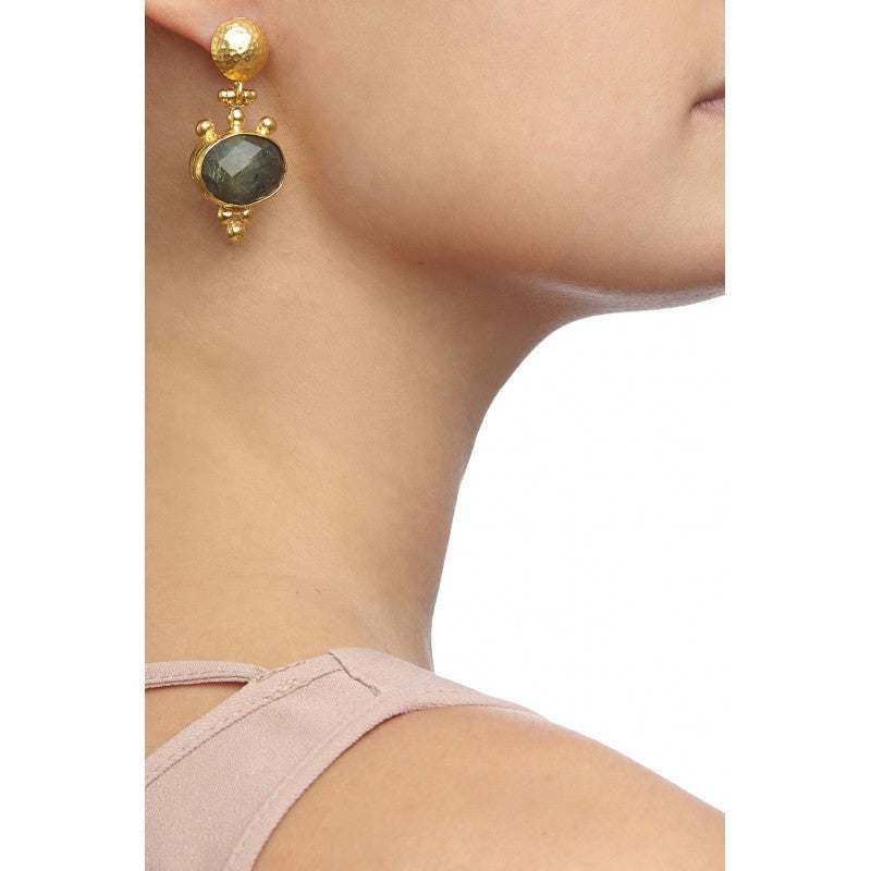 Labradorite Gold Drop Earrings