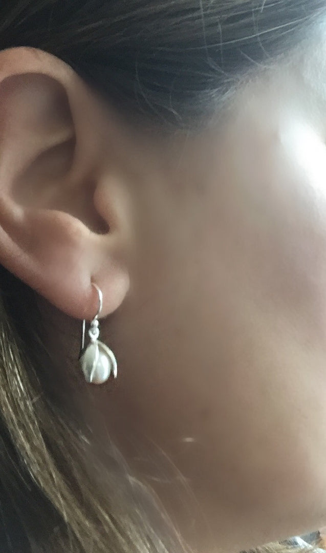 Snowdrop Earrings with Fresh  Water Pearls