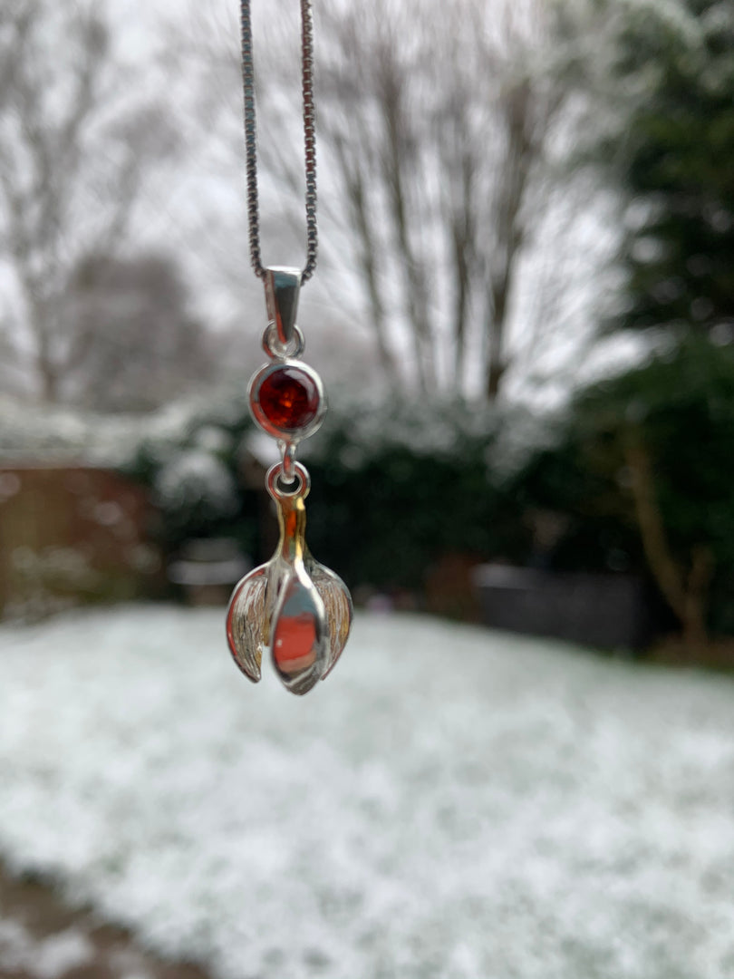 Snowdrop Pendant with Garnet and Peridot